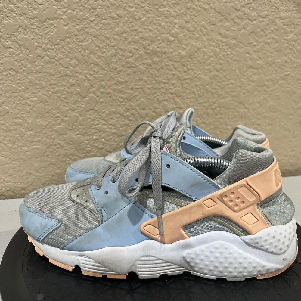 Nike Air Huarache Run Kids 6Y Silver Light Blue‎ Sneakers 654280-015 Retro Gym
